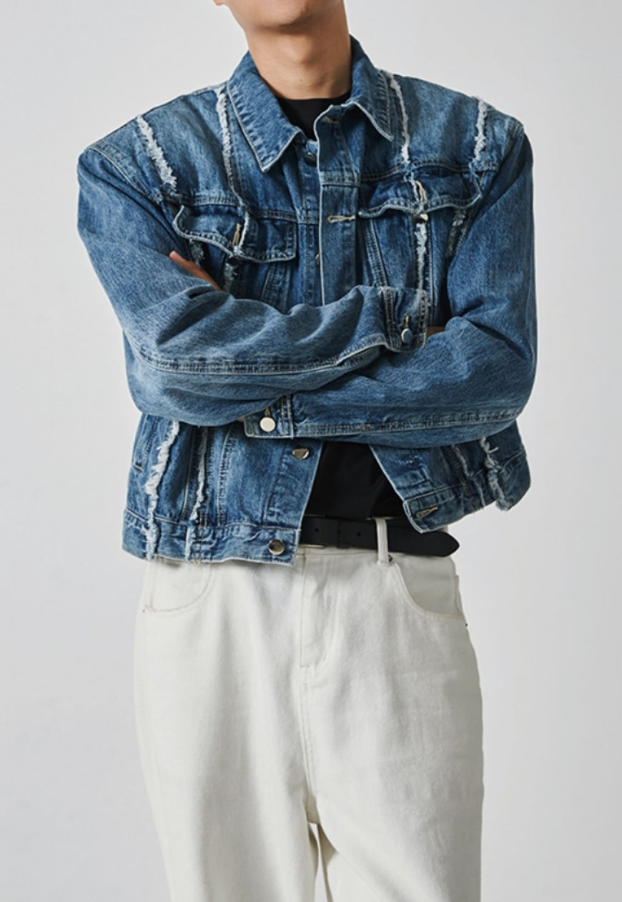 Men's Statement fringe design denim jacket