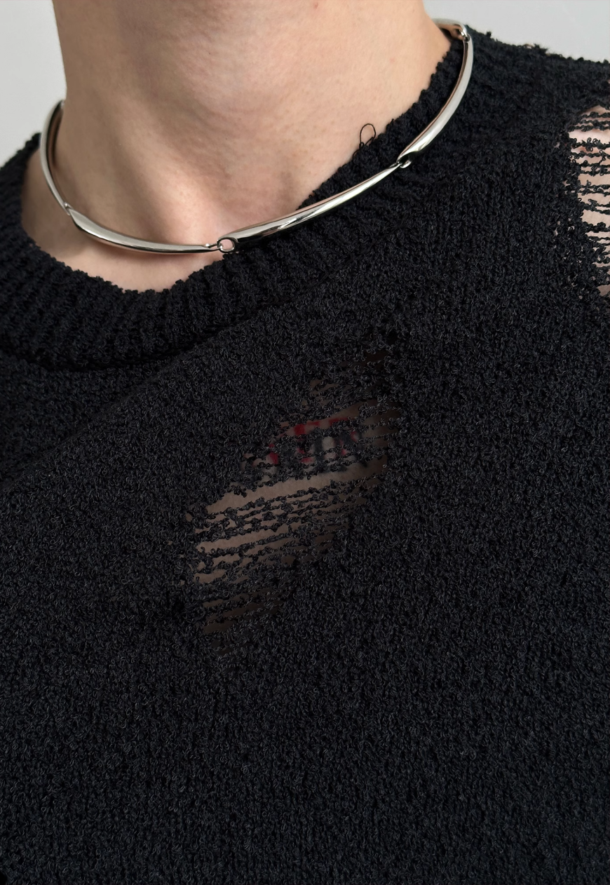 Men's Design brushed hole knit sweater