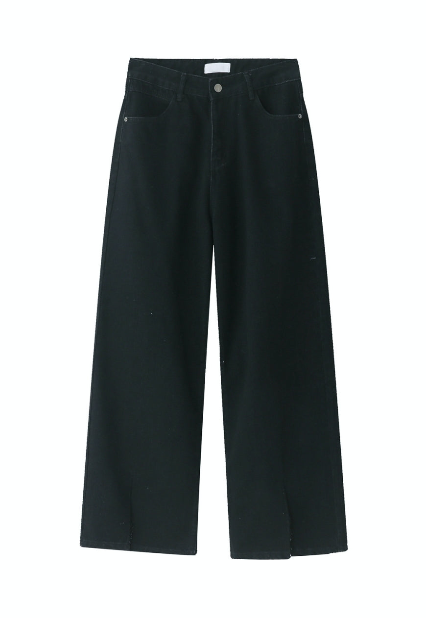 Men's slit denim trousers