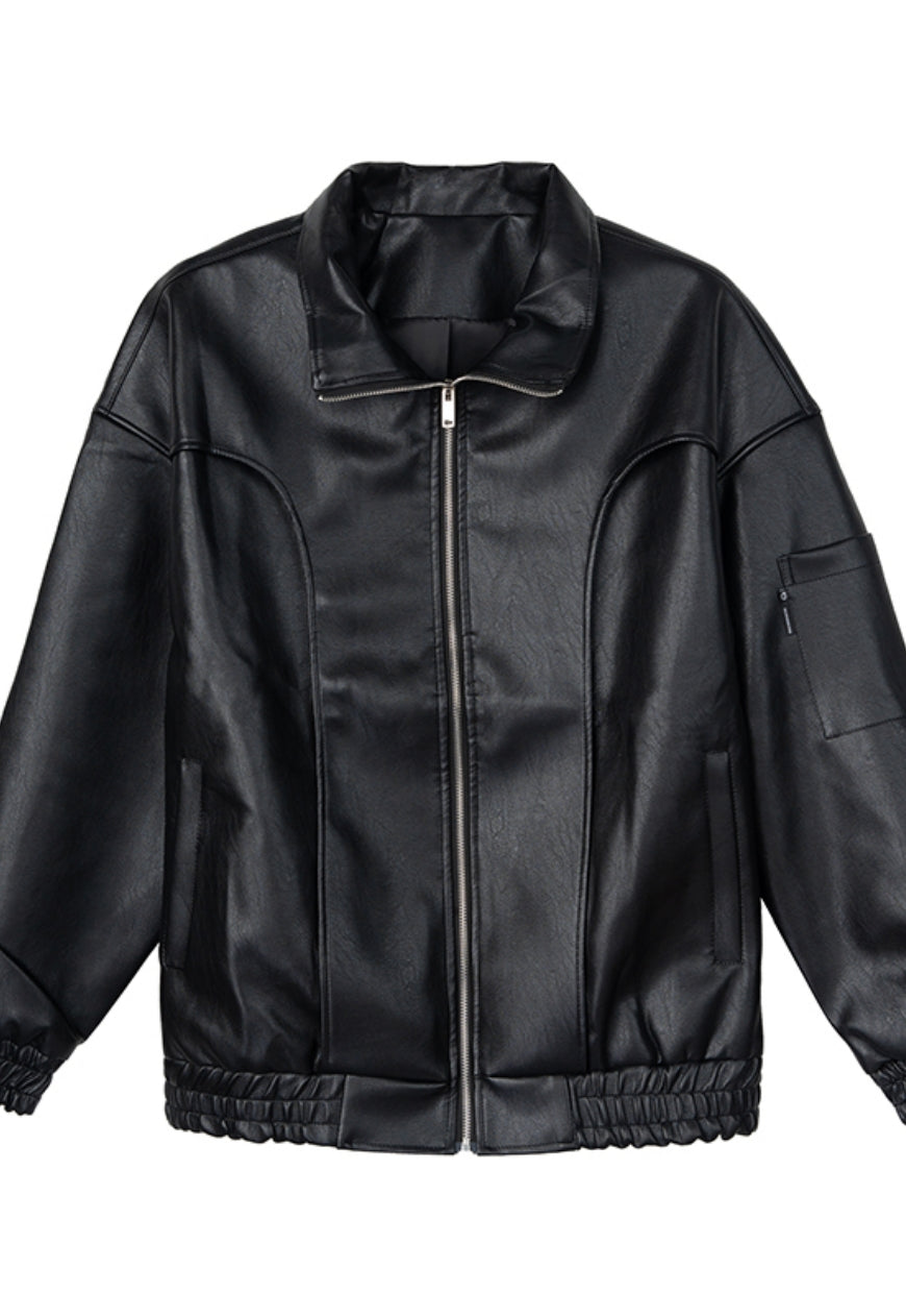 Men's Textured design leather jacket