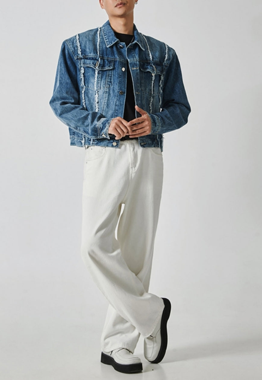 Men's Statement fringe design denim jacket