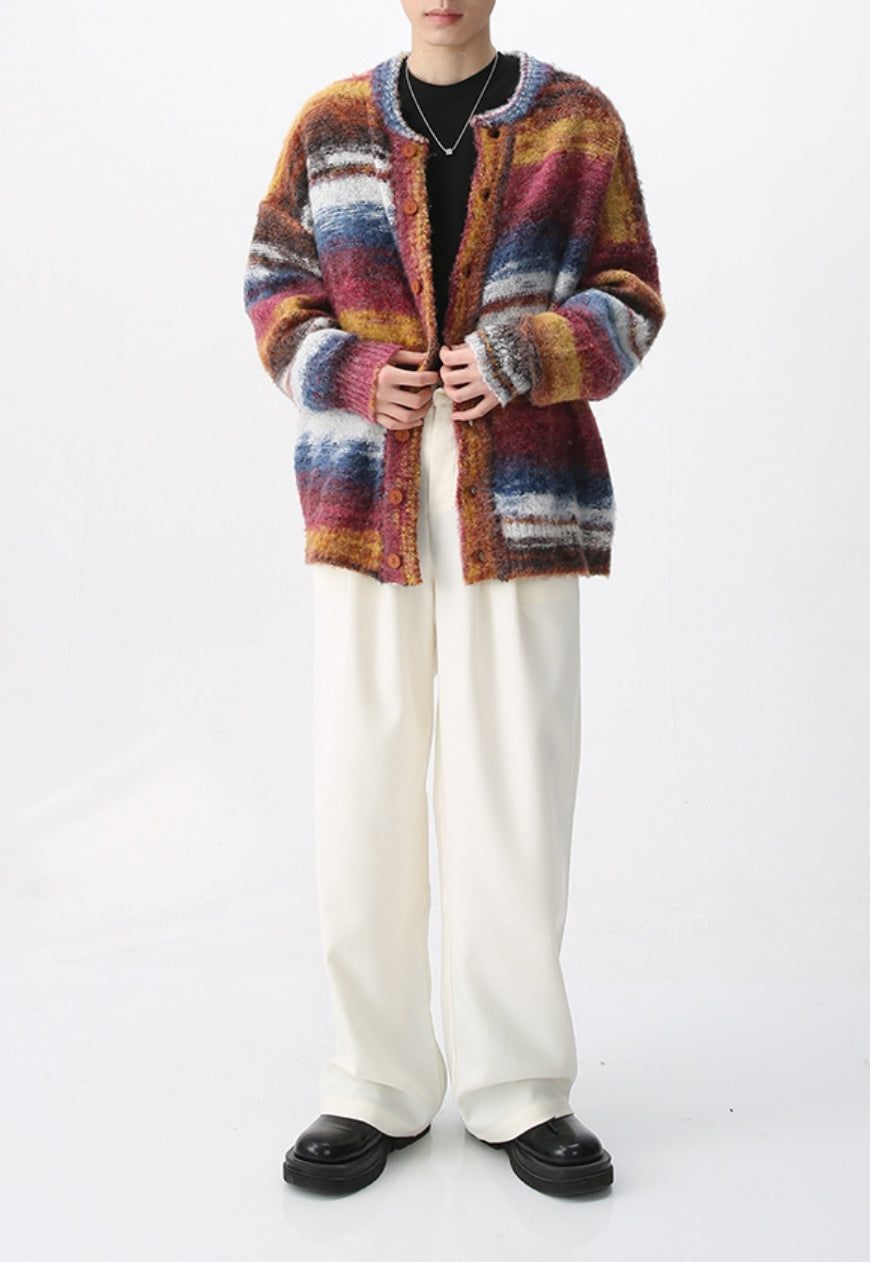 Men's Striped Rainbow Knit Jacket