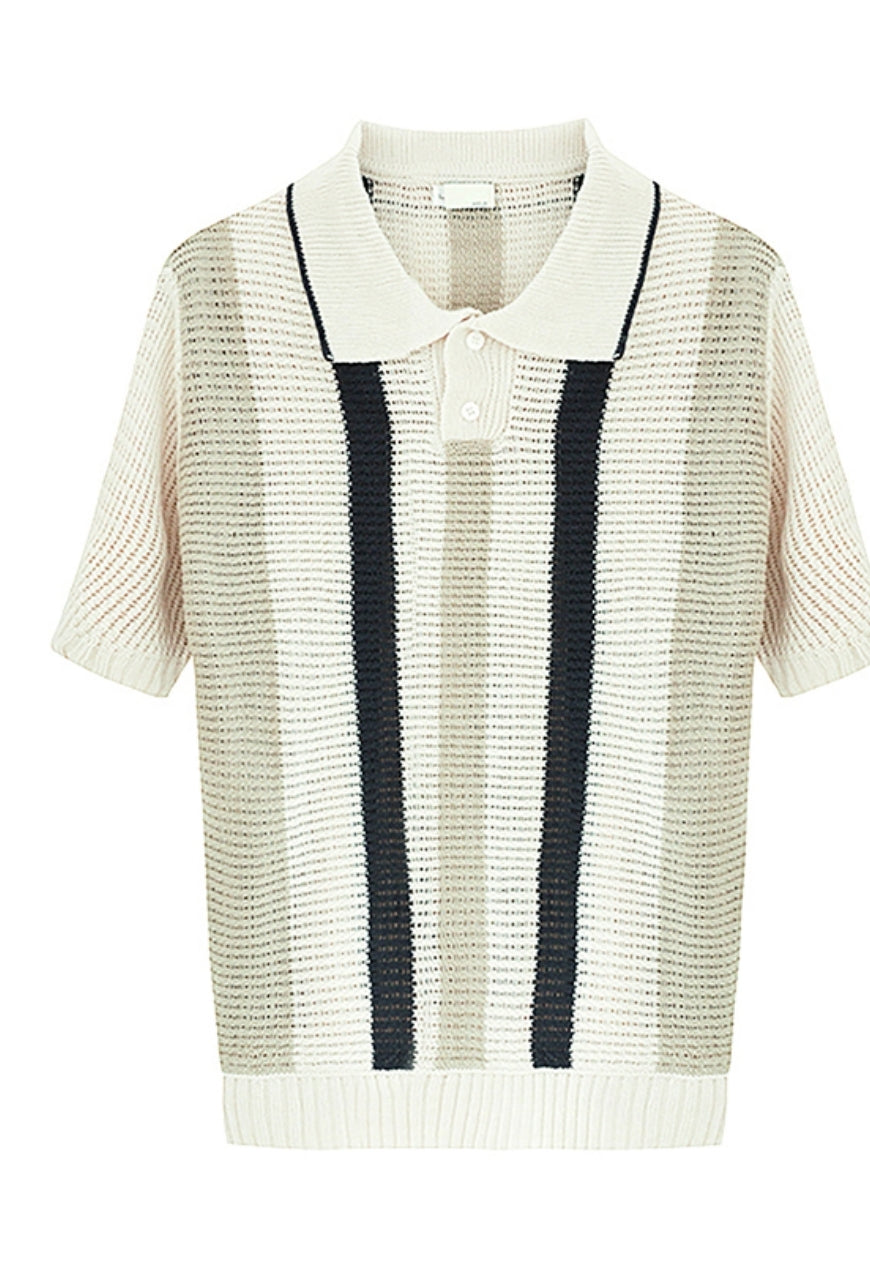 Men's premium striped polo top
