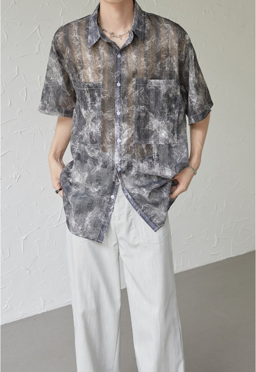 UZIP DESIGN Men's Marbled Short Sleeve Shirt