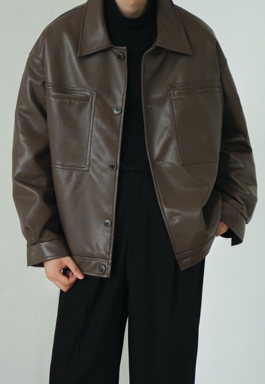 Men's Vintage PU leather jacket