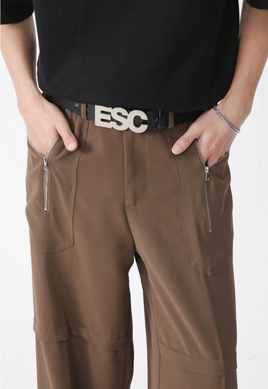 Unisex pocket zipped cargo trousers