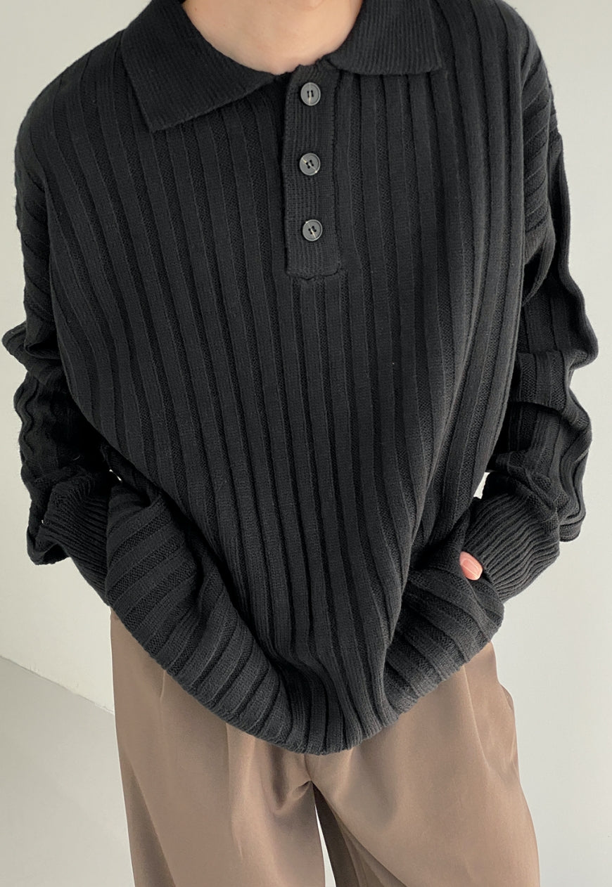 UZIP DESIGN Men's POLO Collar Needle Sweater