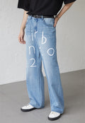 UZIP DESIGN Men's text design jeans