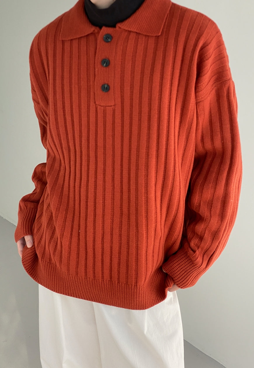 UZIP DESIGN Men's POLO Collar Needle Sweater