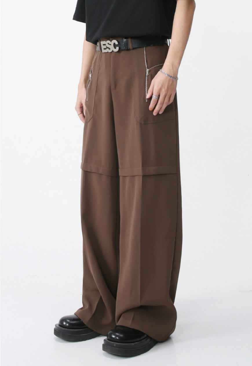 Unisex pocket zipped cargo trousers