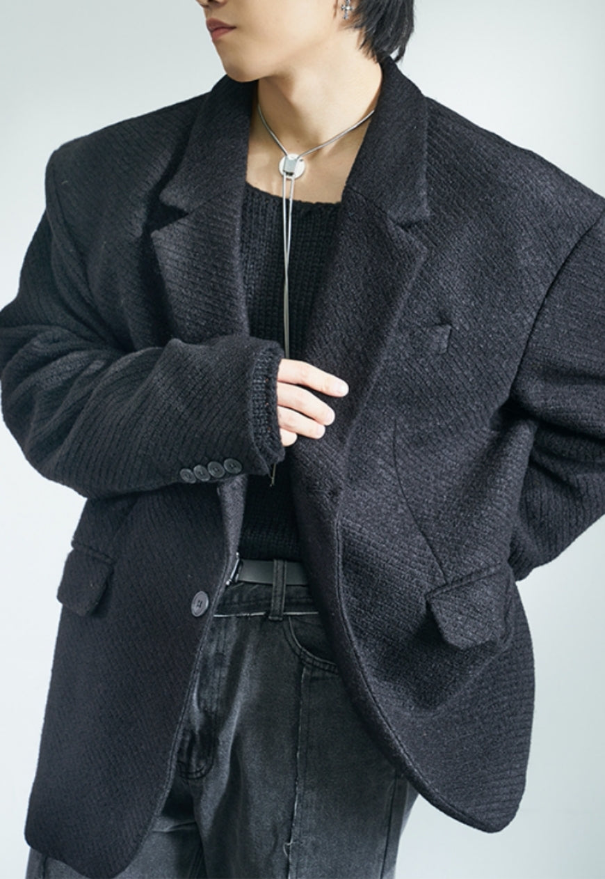 Men's Oversized Twill Texture Suit Jacket