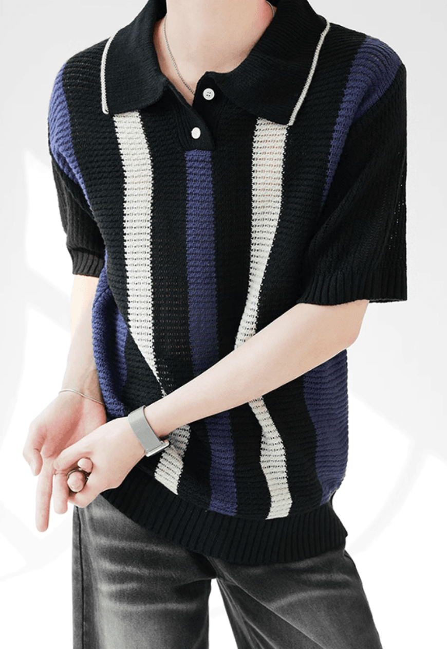 Men's premium striped polo top
