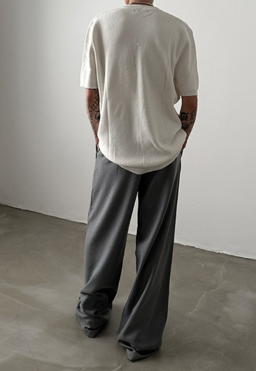 Men's Metal Buckle V-Neck Knit Top