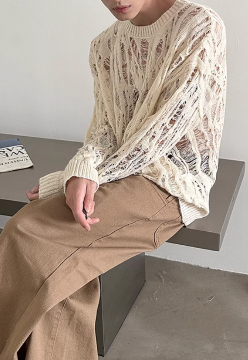 Men's hollow knitted sweater