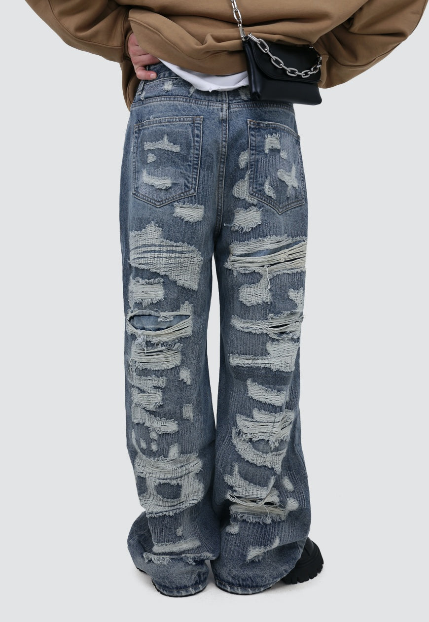 UZIP DESIGN Men's ripped jeans