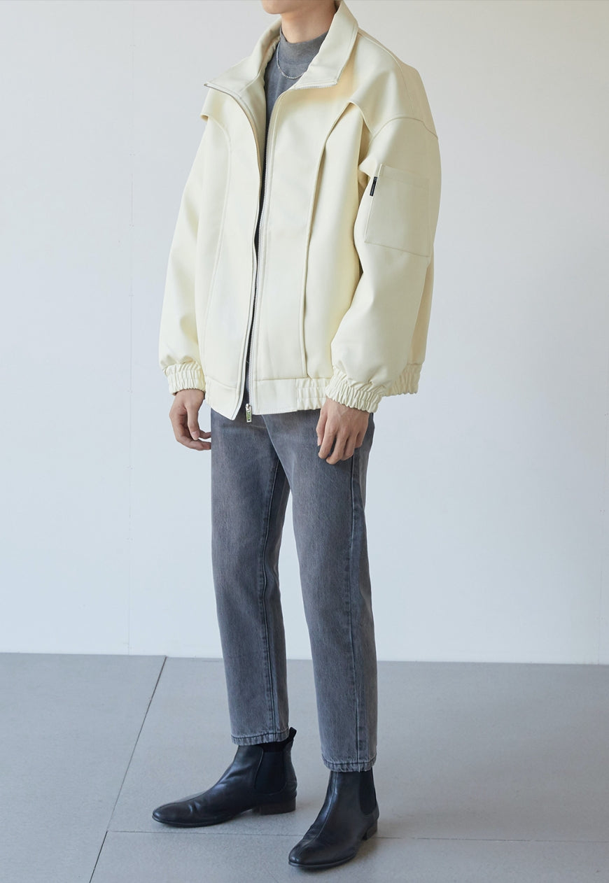 Men's Textured design leather jacket