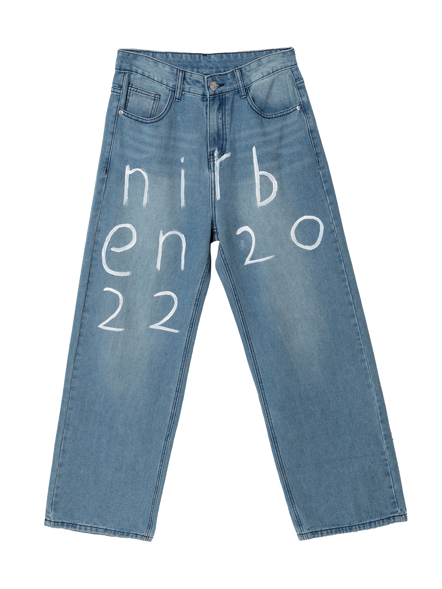 UZIP DESIGN Men's text design jeans