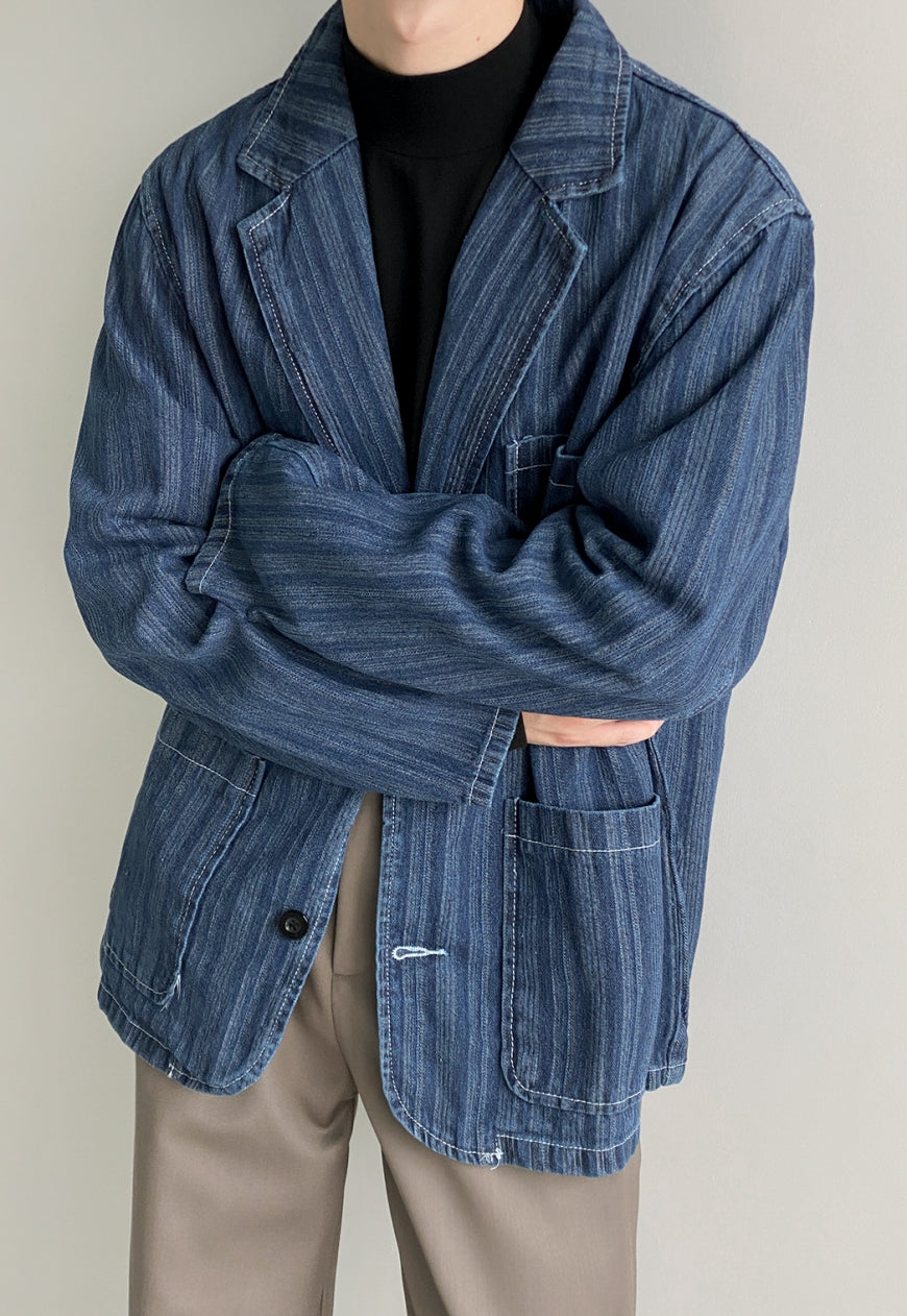 UZIP DESIGN Men's striped denim jacket