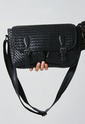 Men's hand-woven textured shoulder bag
