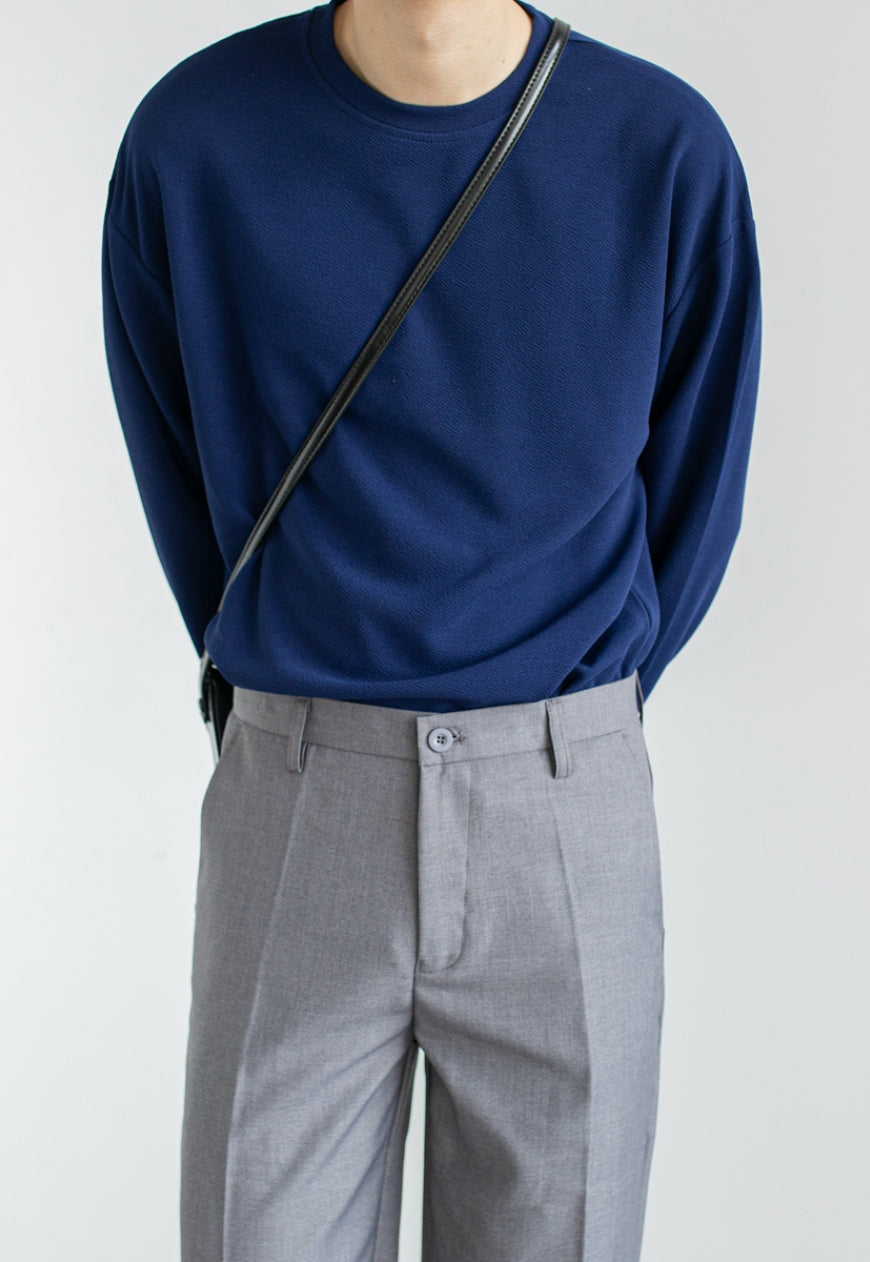 Men's Spring solid color round neck t-shirt