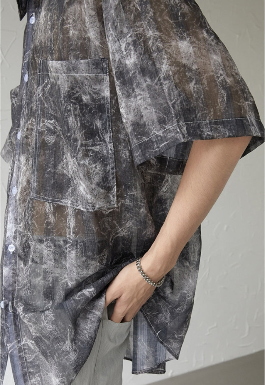 UZIP DESIGN Men's Marbled Short Sleeve Shirt