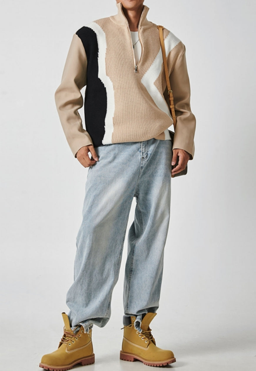 Men's zip turtleneck sweater