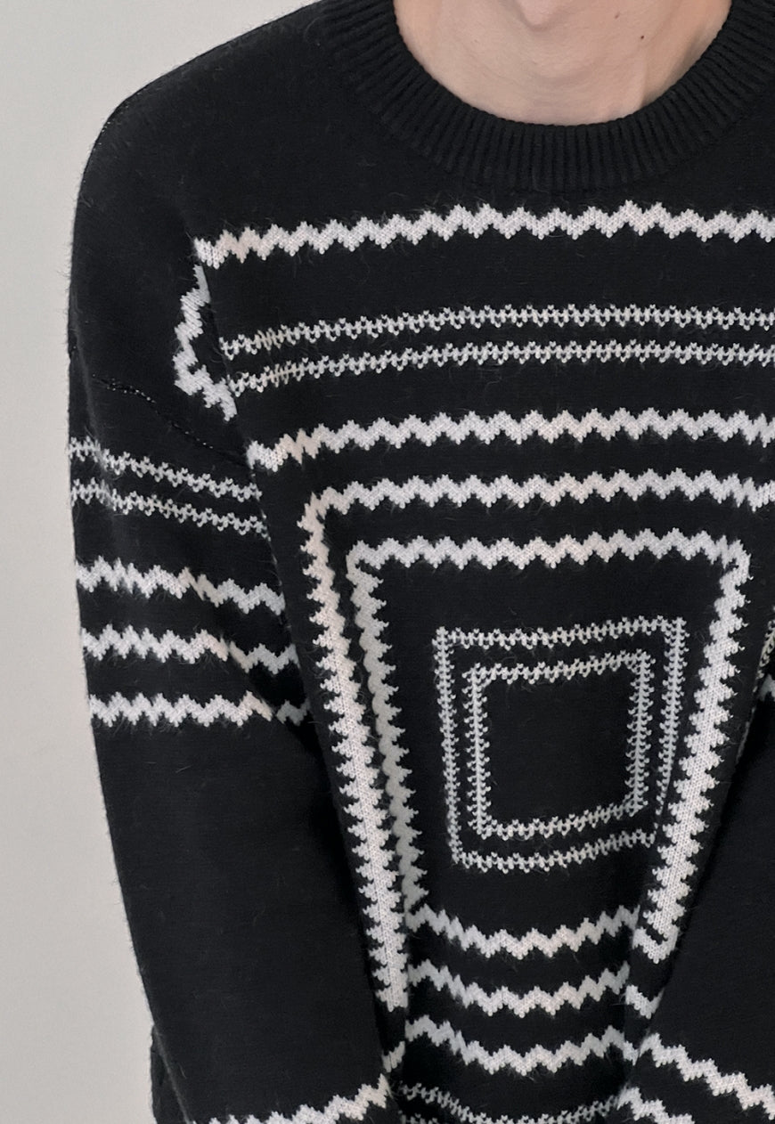 Men's Design Paperclip Print Knit