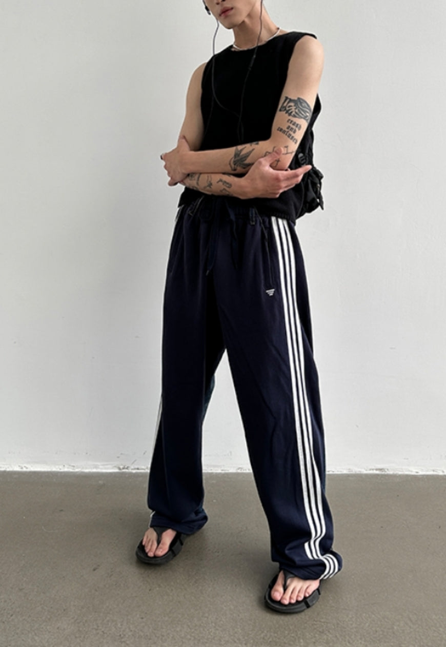 Men's Design panel three-bar trousers