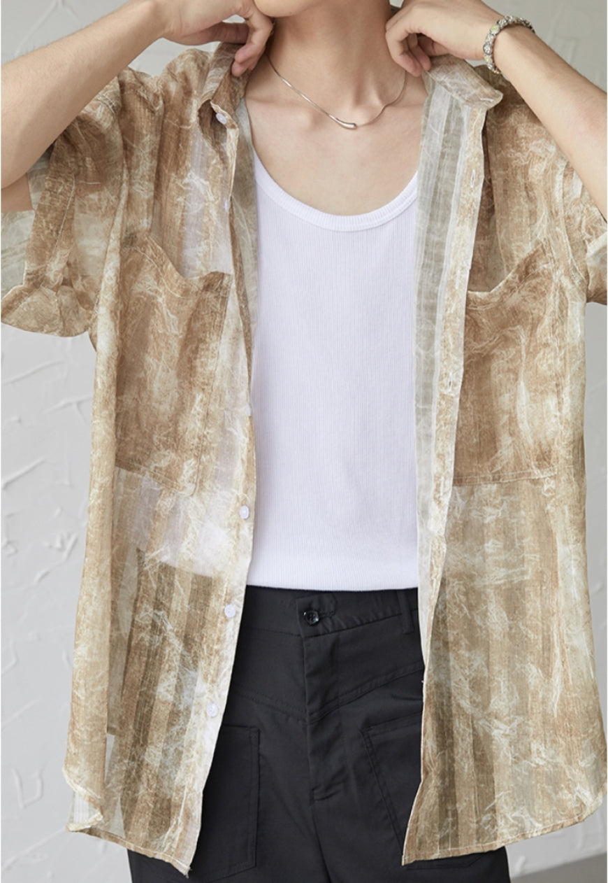 UZIP DESIGN Men's Marbled Short Sleeve Shirt