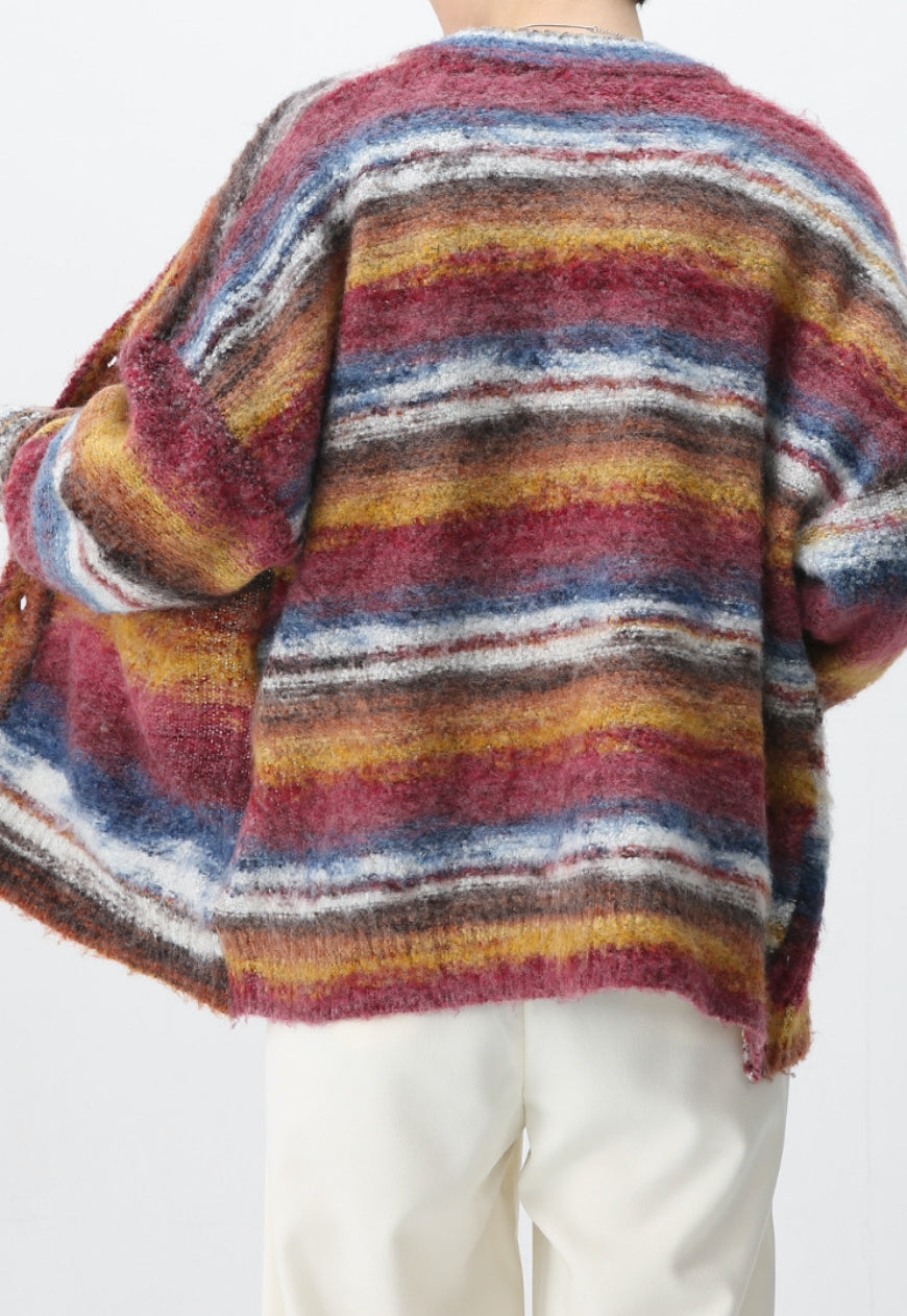 Men's Striped Rainbow Knit Jacket