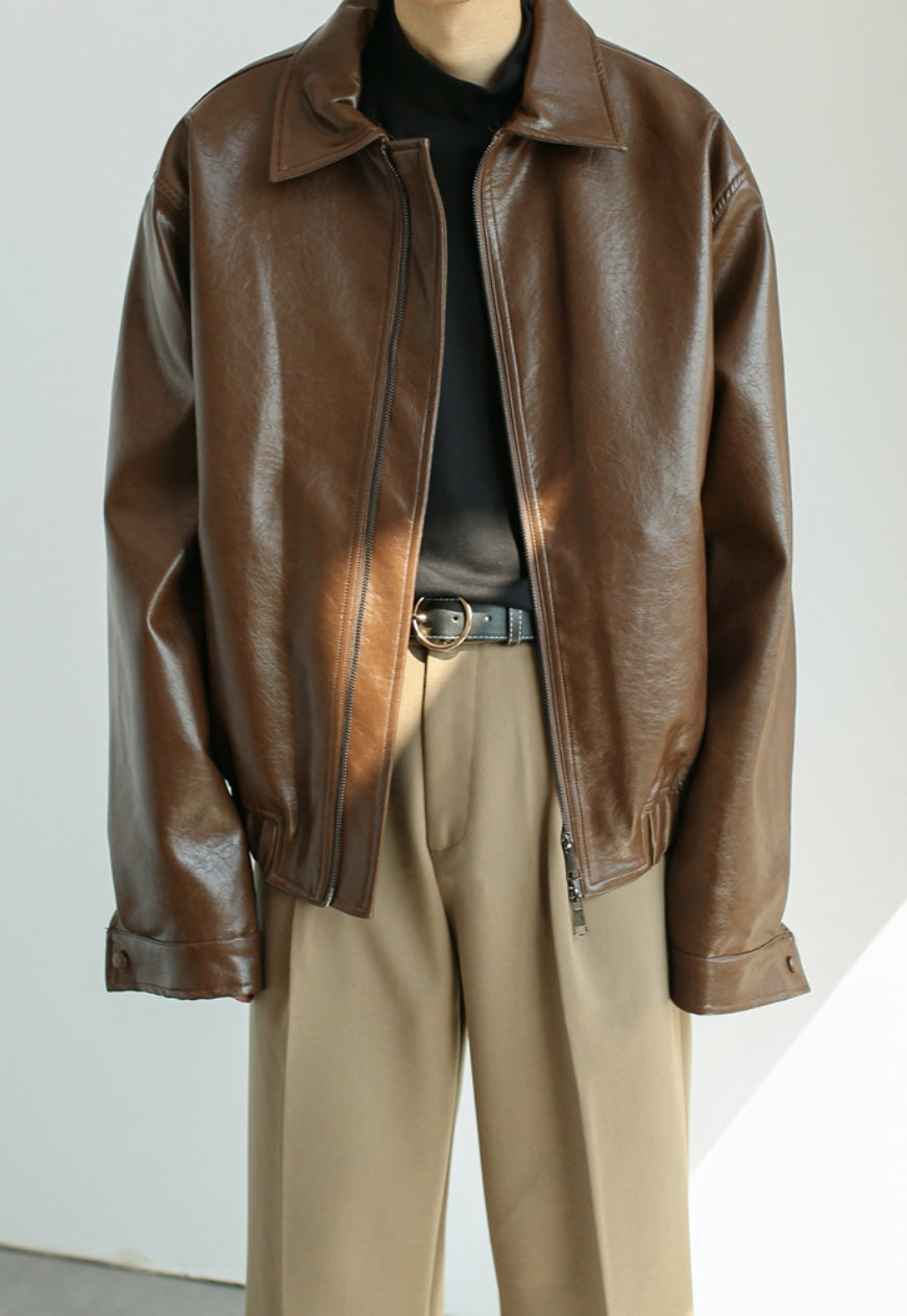 UZIP DESIGN Men's vintage leather jacket