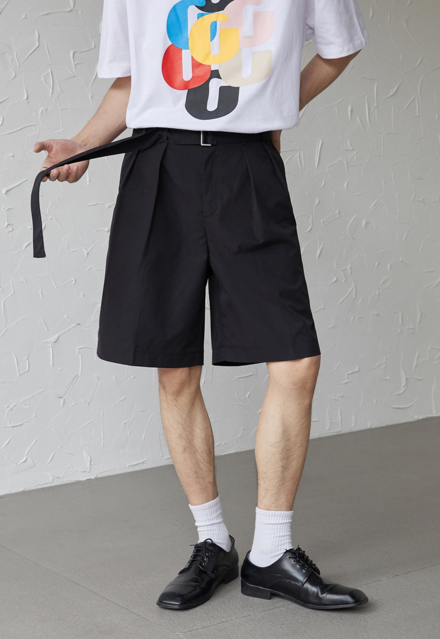 UZIP DESIGE Menâ€™s suit belted shorts
