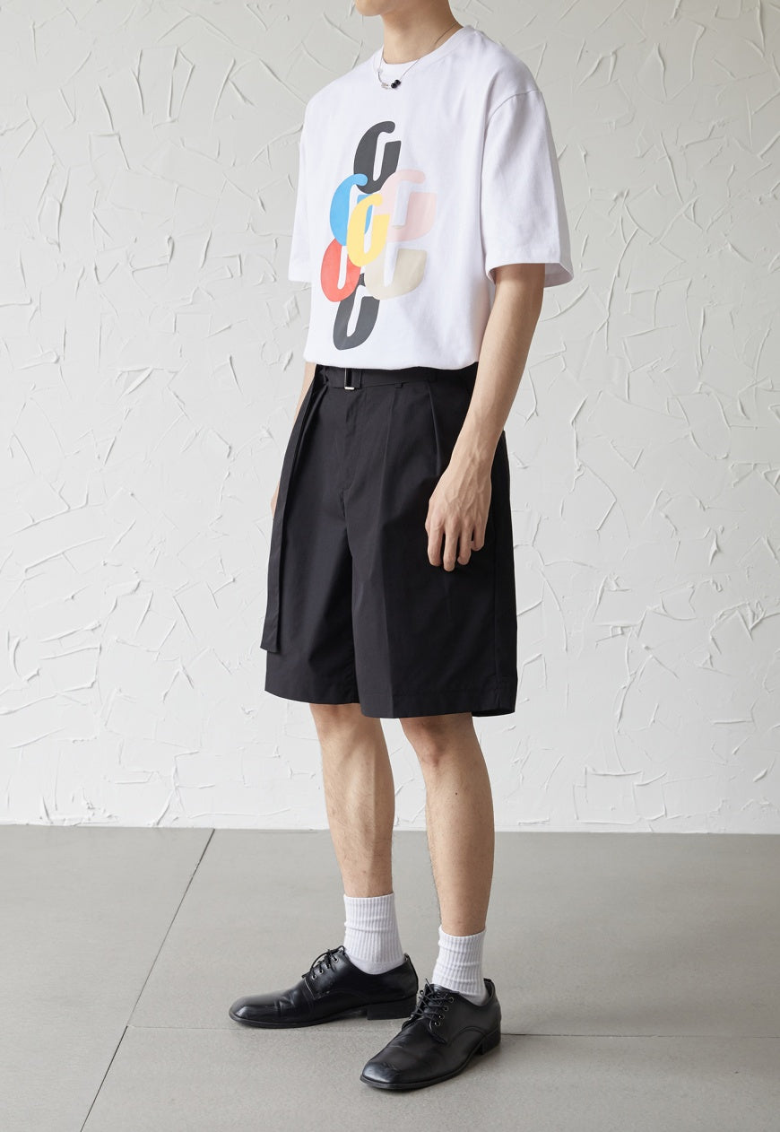 UZIP DESIGE Menâ€™s suit belted shorts