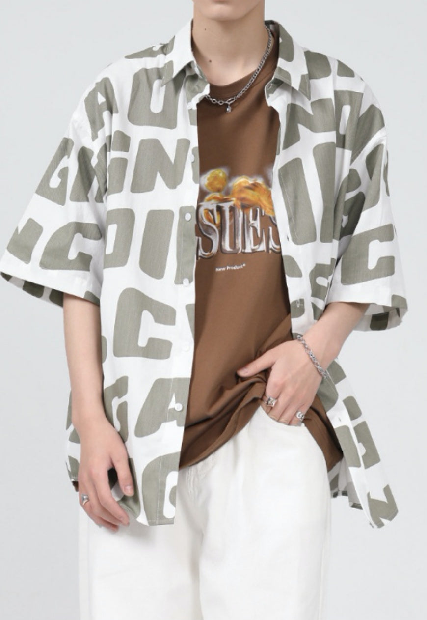 UZIP DESIGN Men's personalized letter print shirt