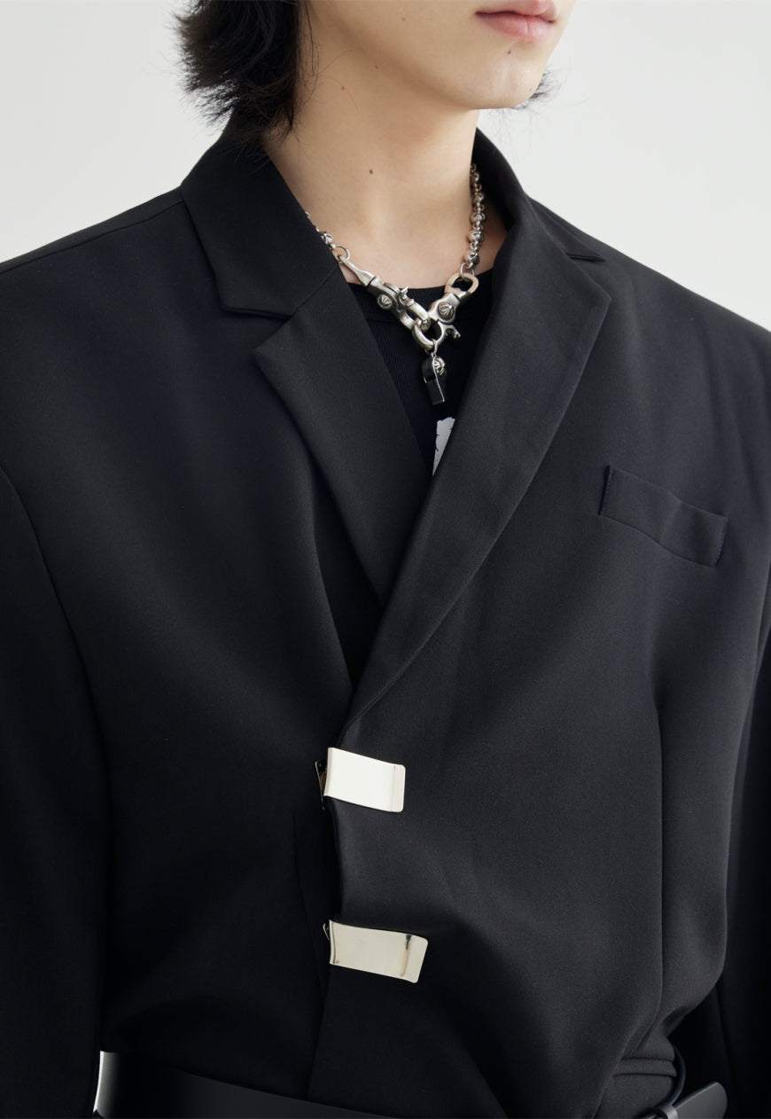 PeopleStyle Men's metal clip suit jacket