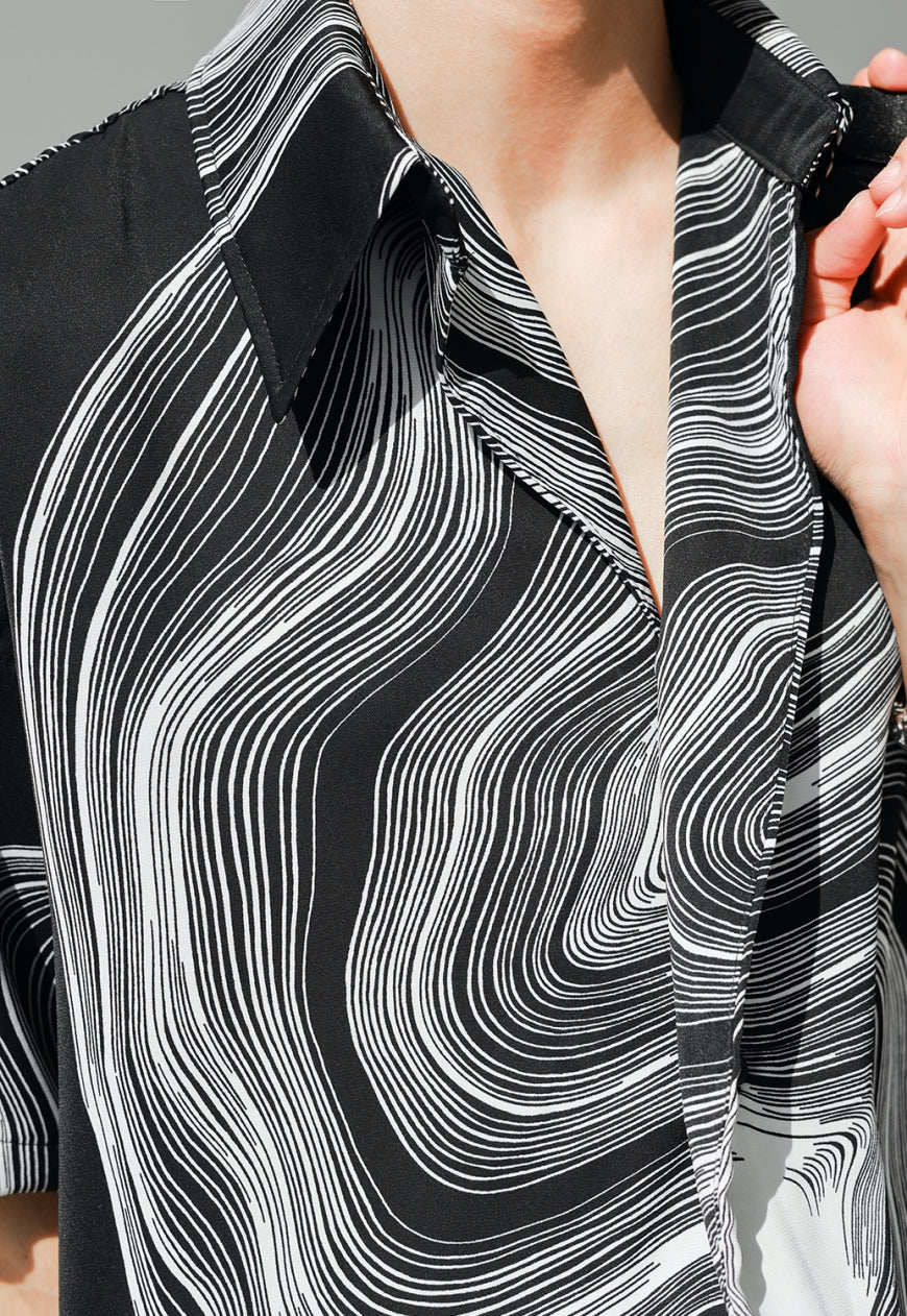 UZIP DESIGN Men's fashion abstract pattern shirt