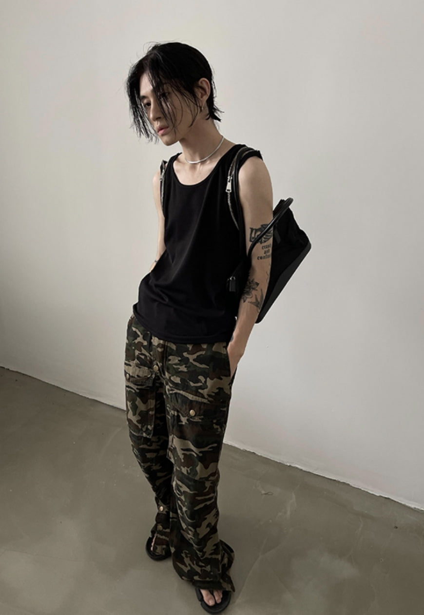 UZIP DESIGN Men's Double Zip Strap Tank Top
