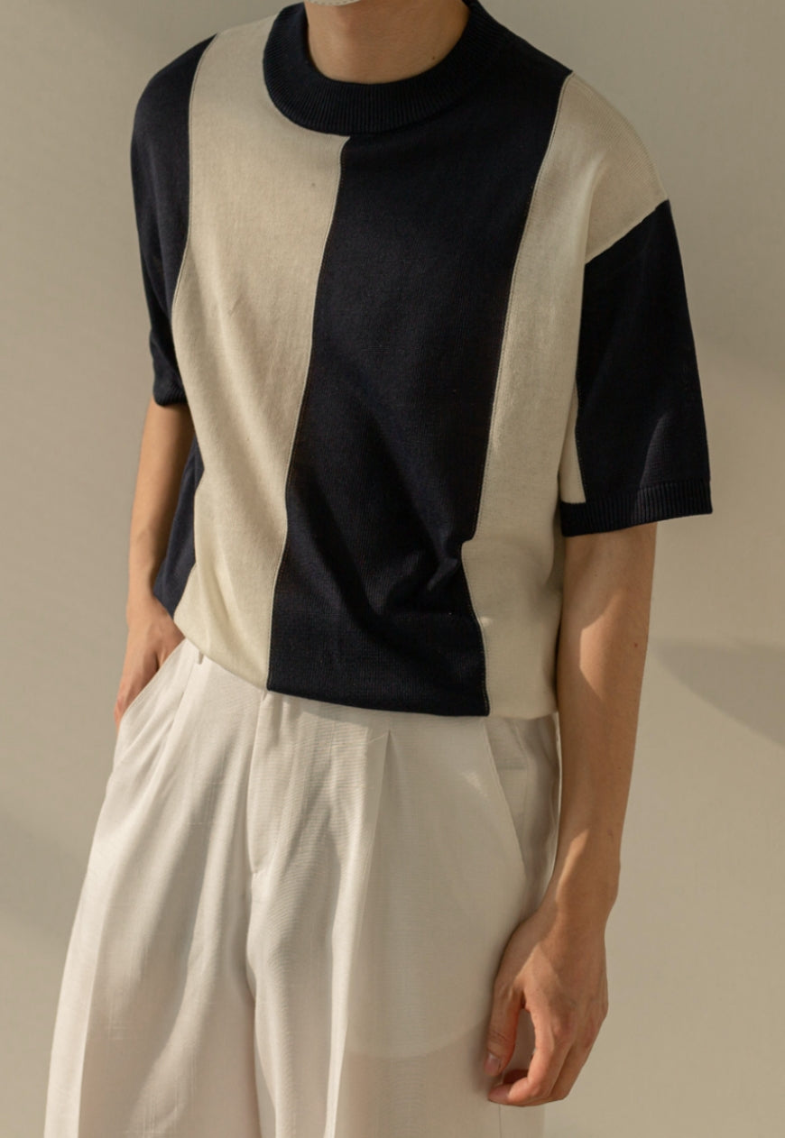 Men's All-match hit color short-sleeved knit