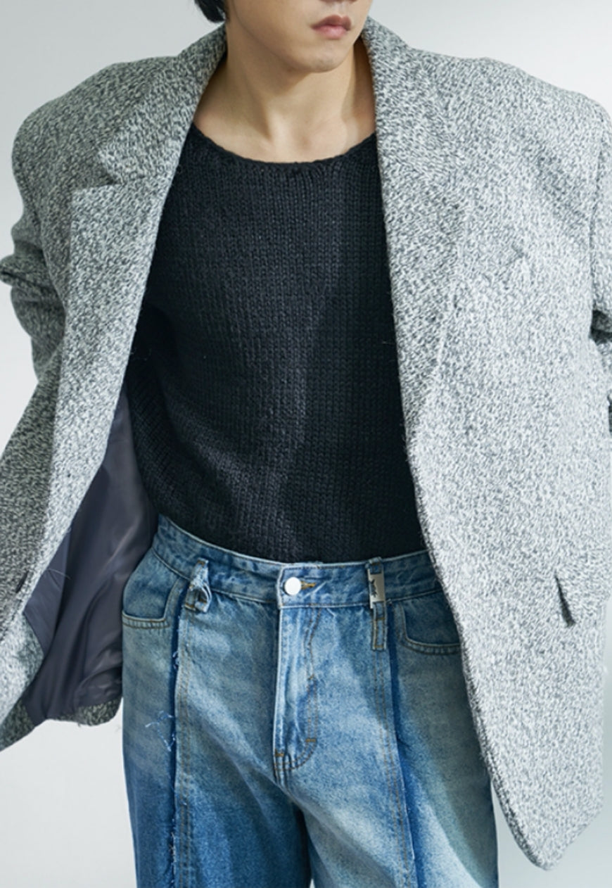 Men's Oversized Twill Texture Suit Jacket