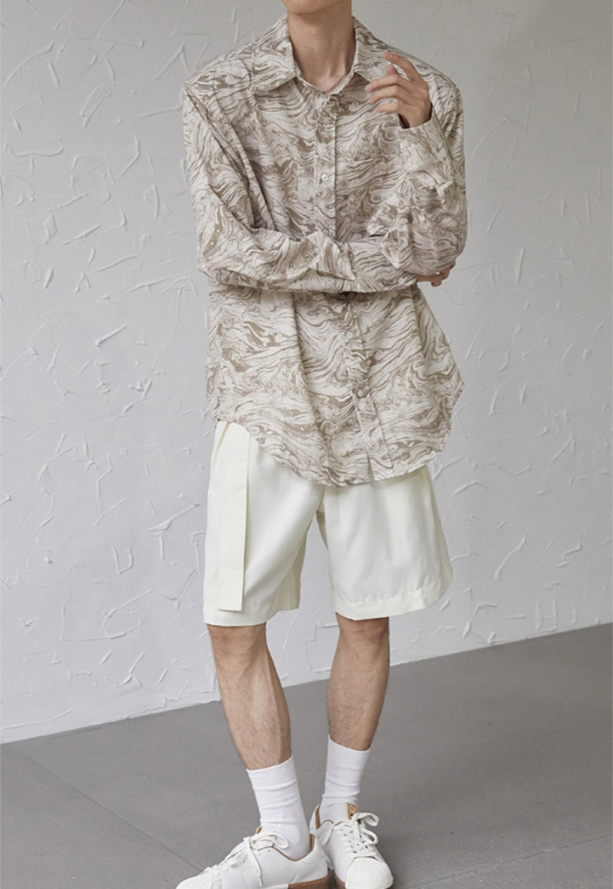 UZIP DESIGN Men's Marbled Shoulder Padded Shirt