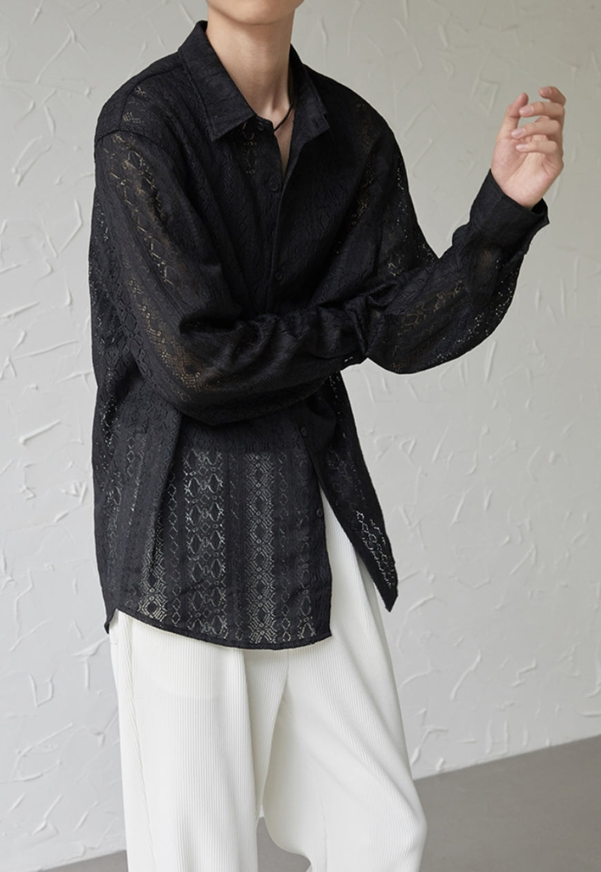 UZIP DESIGN Men's color cutout pattern shirt