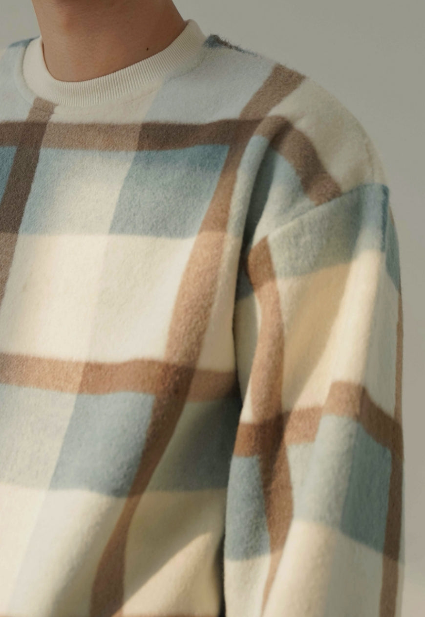 Men's Vintage plaid wool sweater