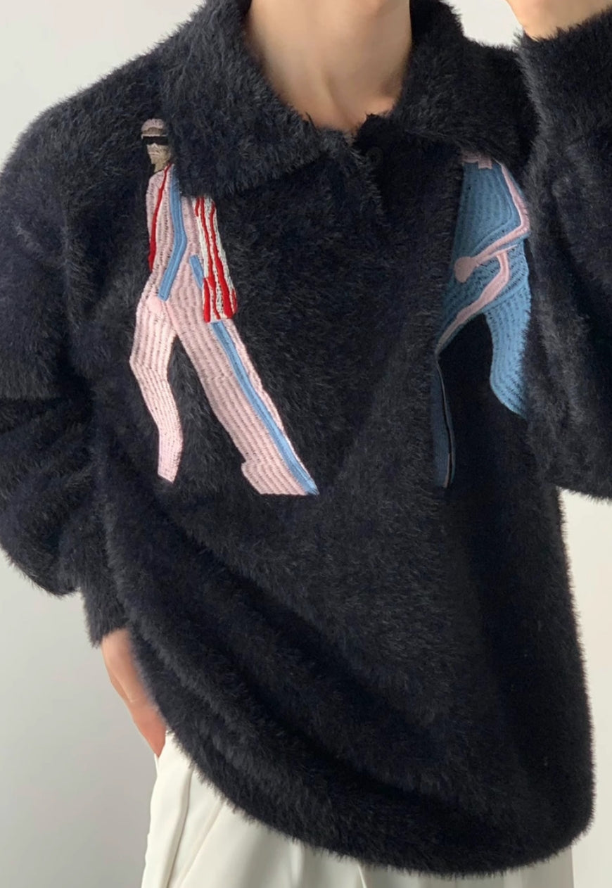 Men's Premium embroidered mohair sweater