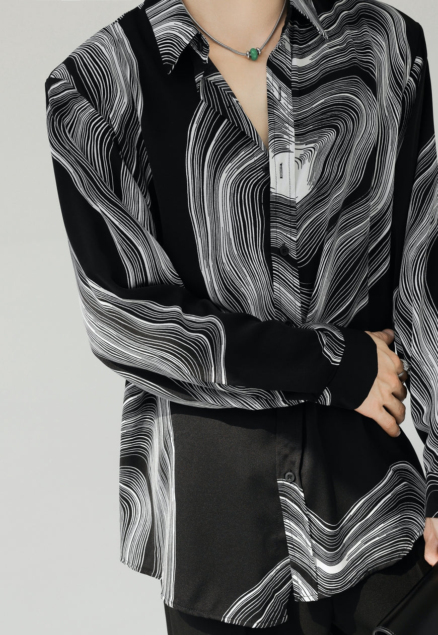 UZIP DESIGN Men's fashion abstract pattern shirt