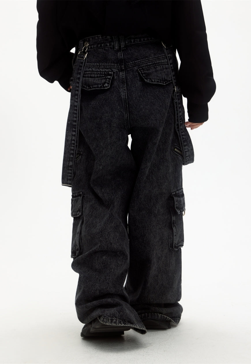 Men's Design vintage suspenders jeans