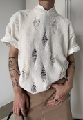 Men's Design brushed hole knit sweater