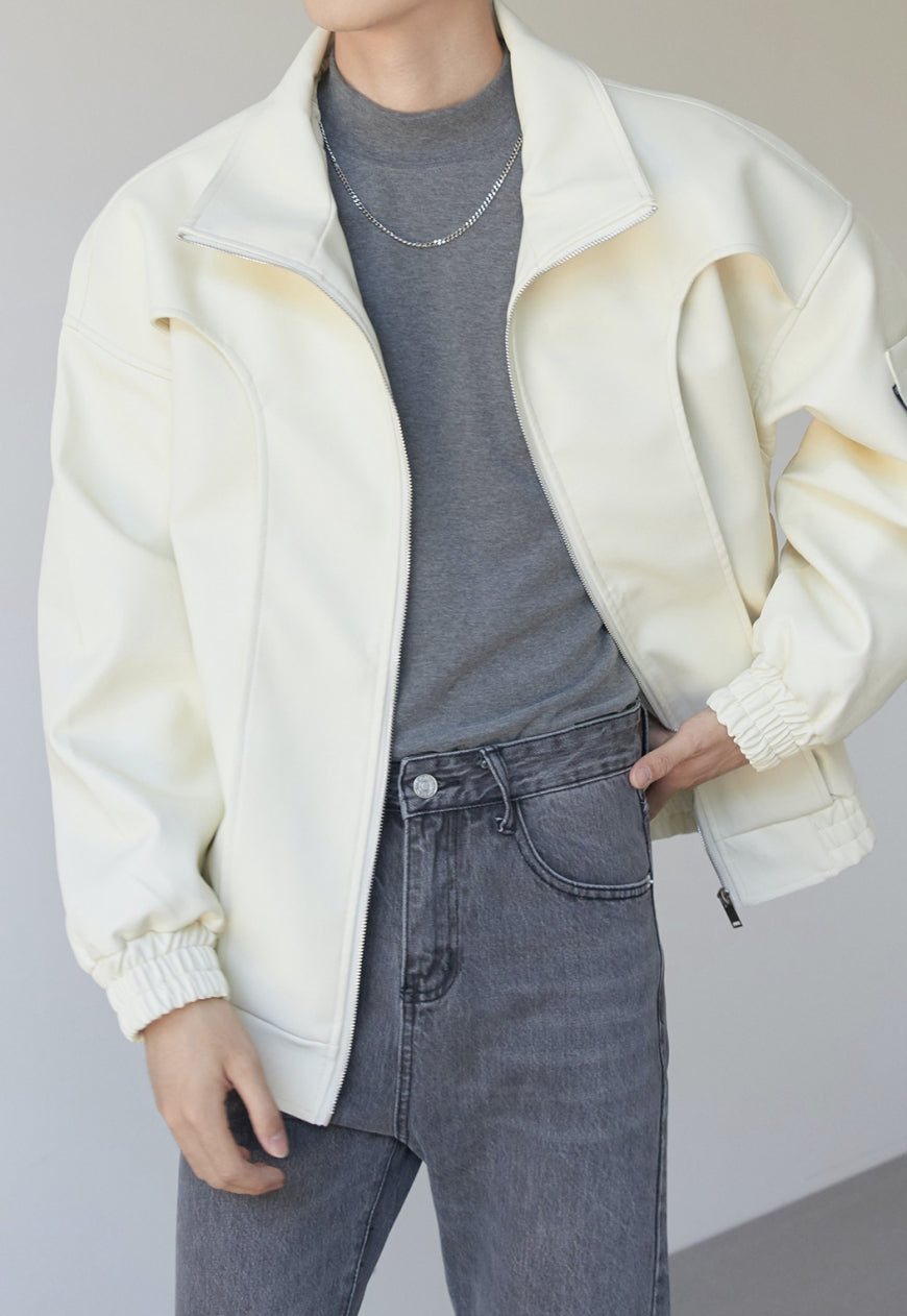 Men's Textured design leather jacket