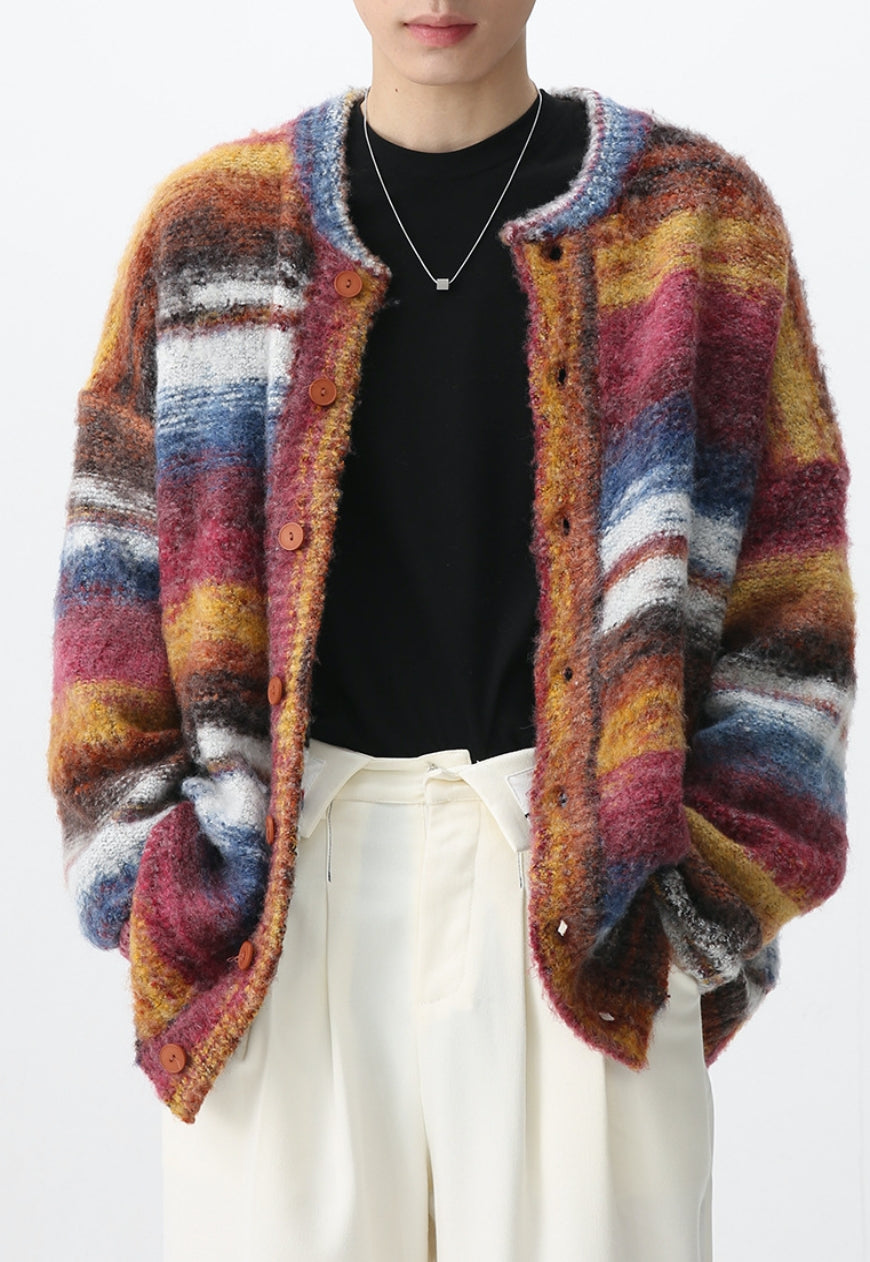 Men's Striped Rainbow Knit Jacket
