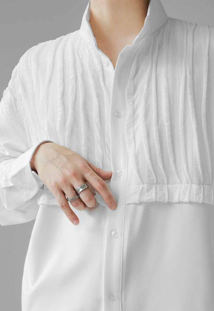 UZIP DESIGN Men's pleated technology long-sleeved shirt