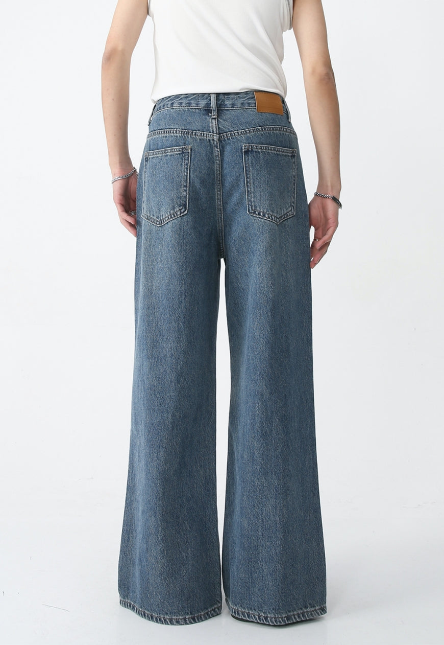 Men's slit denim trousers